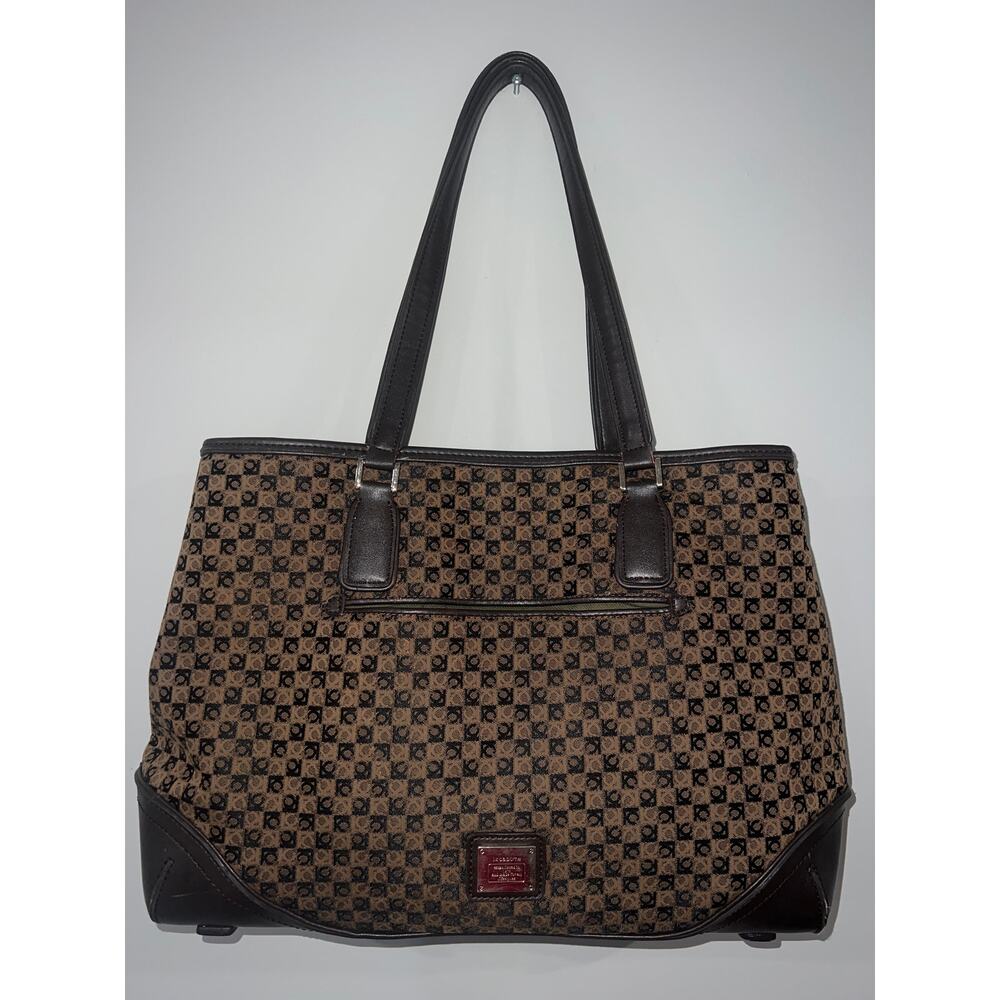 Liz Claiborne Vintage Brown & Tan Patterned Shoulder Bag Large Tote